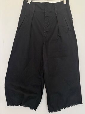 Isabel Marant Etoile Black Cotton High waist wide leg fringe crop pants 38 M EUC